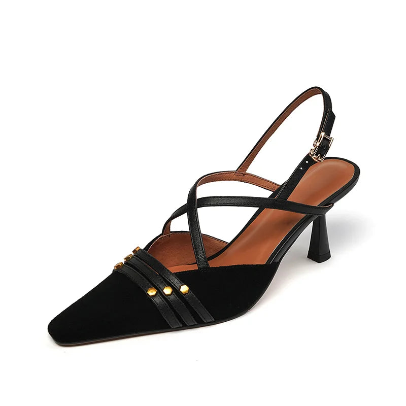 Suede high heel sandals, view 2 - MRSLM