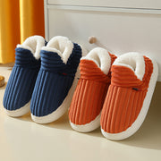 Striped plush couples house slippers, view 4 - MRSLM