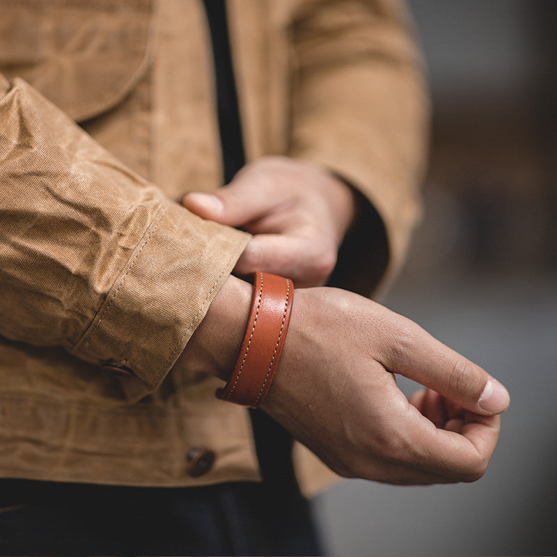 leather thunderbird cuff bracelet, view 6 - MRSLM