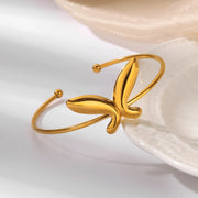 Butterfly cuff bracelet, gold stainless steel, view 6 - MRSLM