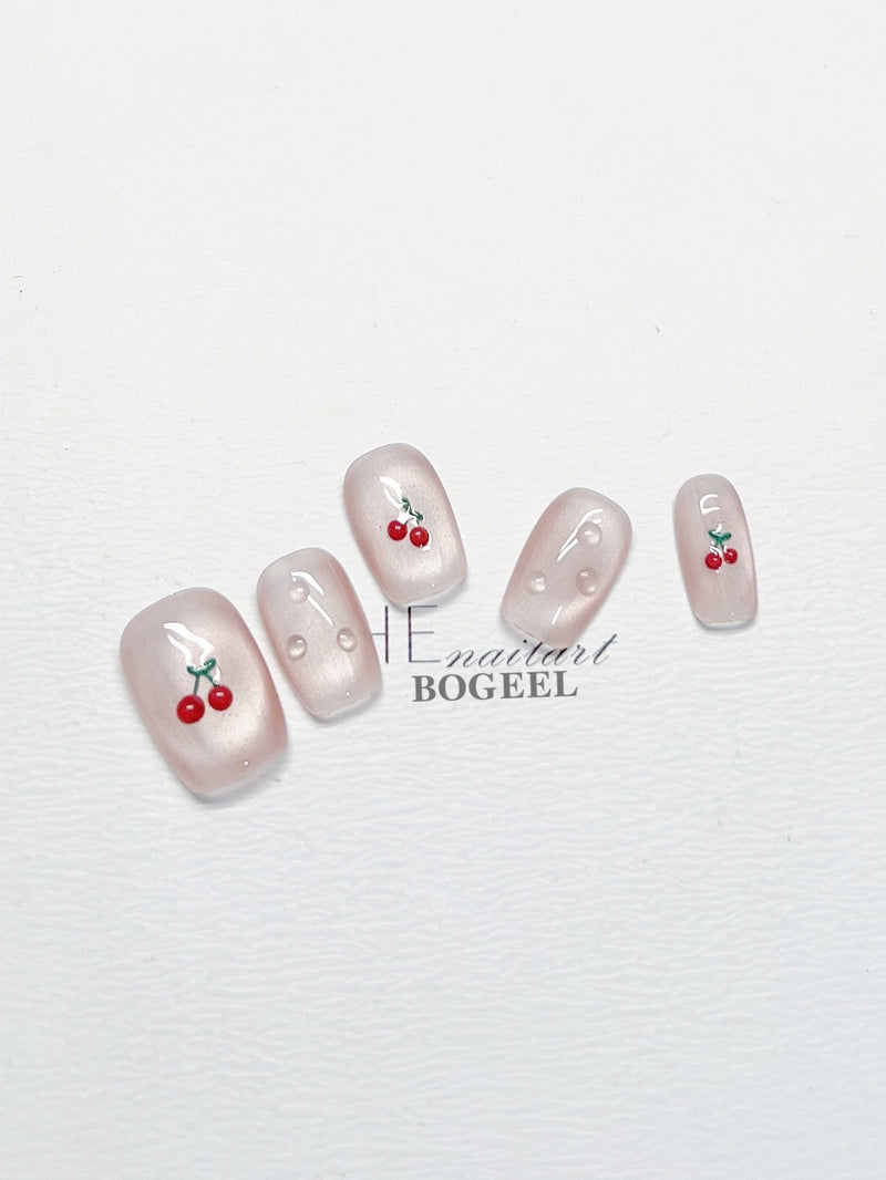 cherry press-on nails, view 6 - MRSLM