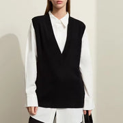 minimalist wool knitted vest, view 2 - MRSLM