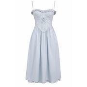 blue midi crochet dress, view 7 - MRSLM