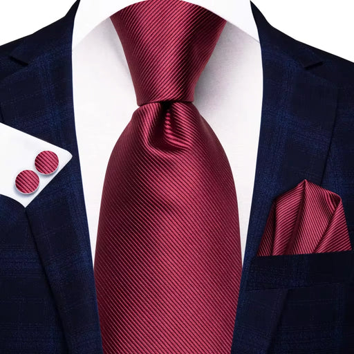 burgundy silk tie set - MRSLM
