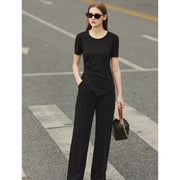 minimalist asymmetric o-neck short sleeve tee, view 3 - MRSLM