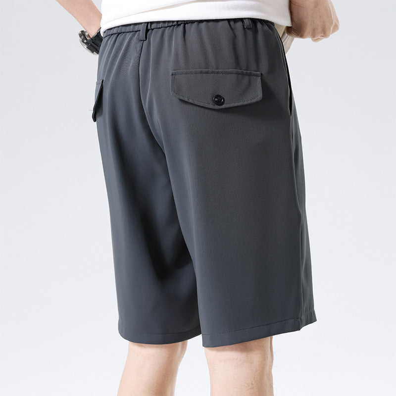 Men's soft solid color casual shorts, view 3 - MRSLM
