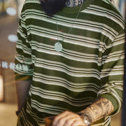 men's retro contrast striped long-sleeved t-shirt, view 5 - MRSLM