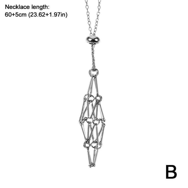 crystal stone holder necklace, view 4 - MRSLM