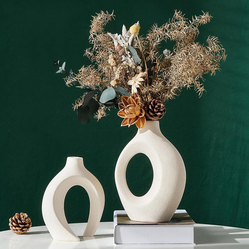 european white ceramic vase set, view 8 - MRSLM