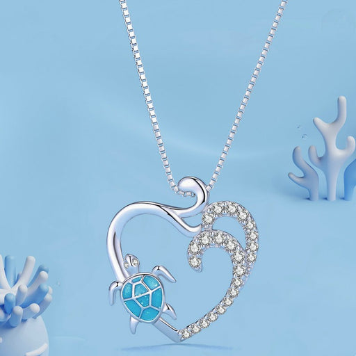heart turtle zircon pendant necklace - MRSLM