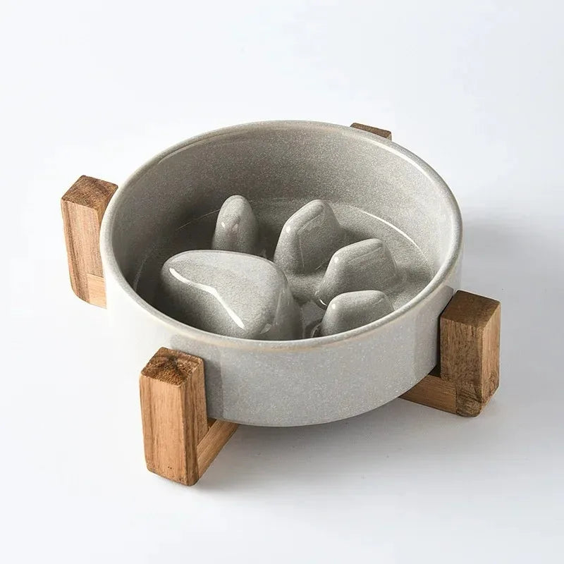 ceramic slow feeding pet bowl, view 6 - MRSLM