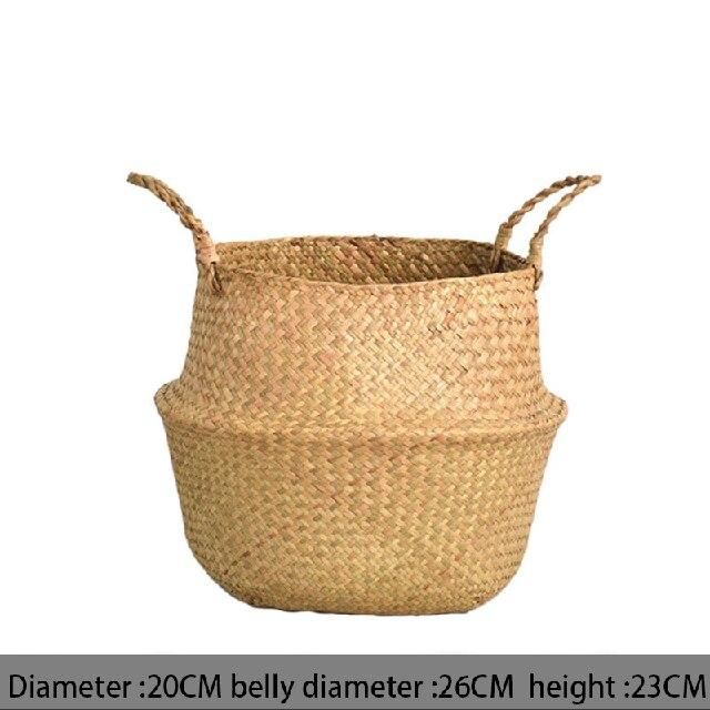 Wicker seagrass planter and storage basket, view 3 - MRSLM