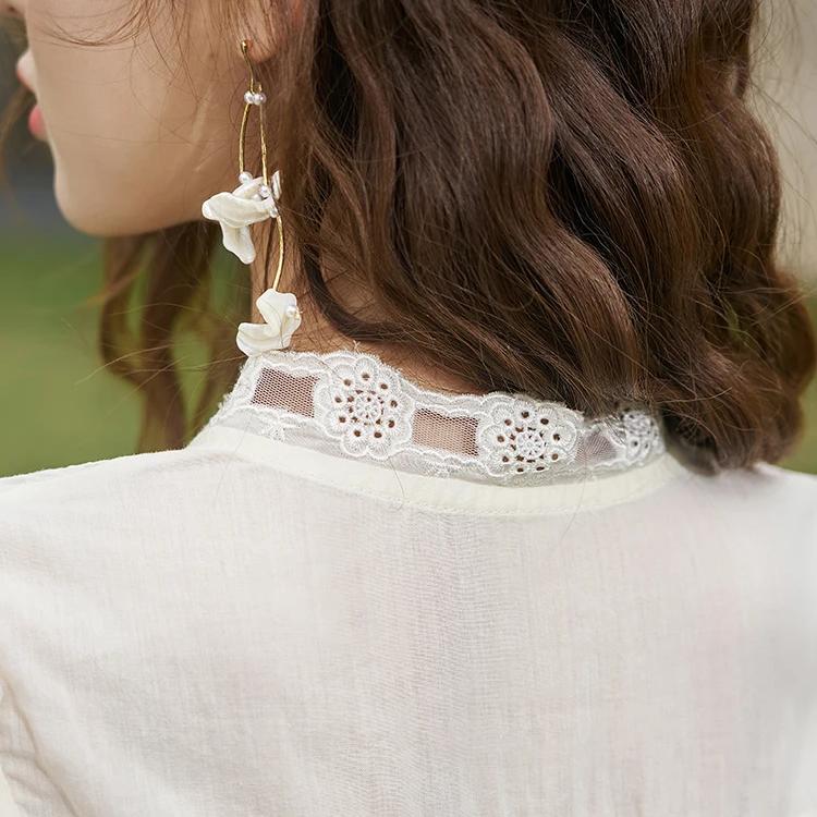 hollow embroidered mesh blouse, view 10 - MRSLM
