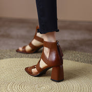 leather gladiator sandals with square heel, view 8 - MRSLM