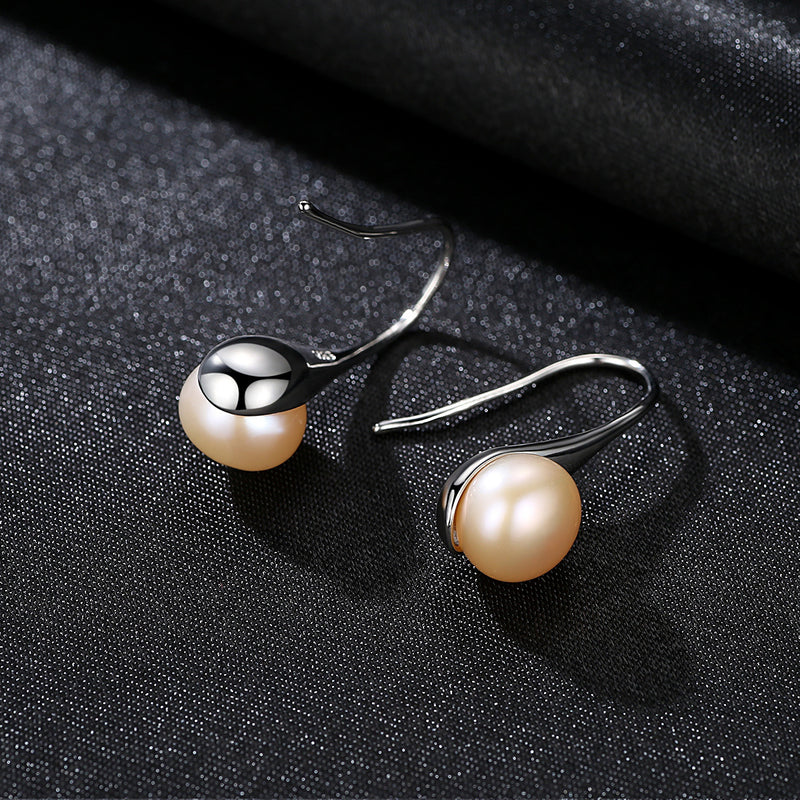 freshwater pearl s925 silver ear hook earrings, view 4 - MRSLM
