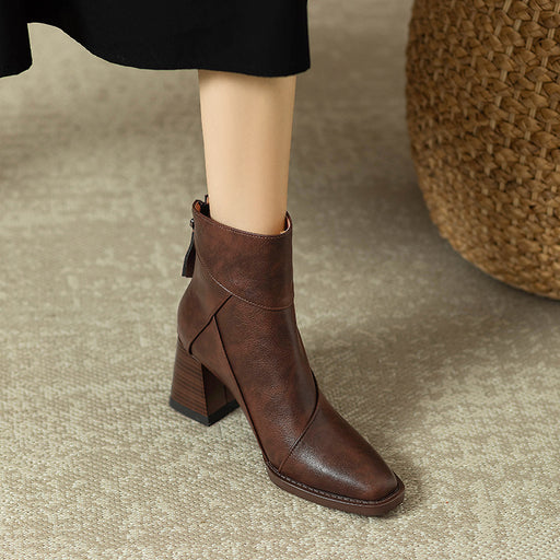 women's retro chunky heel boots, view 6 - MRSLM