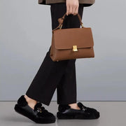 soft leather satchel handbag, view 10 - MRSLM