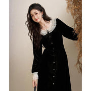 velvet button down dress, view 4 - MRSLM