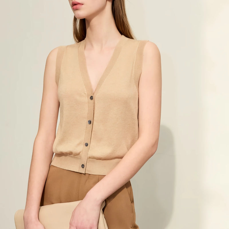 woolen vest v-neck knit top, view 9 - MRSLM