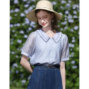 french embroidery puff sleeve blouse, view 6 - MRSLM