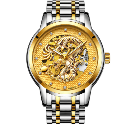 Fully Automatic Skeleton Waterproof Luminous Atmospheric Gold Business Dragon Watch