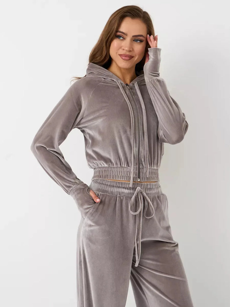 women's velvet two-piece sports set, view 3 - MRSLM