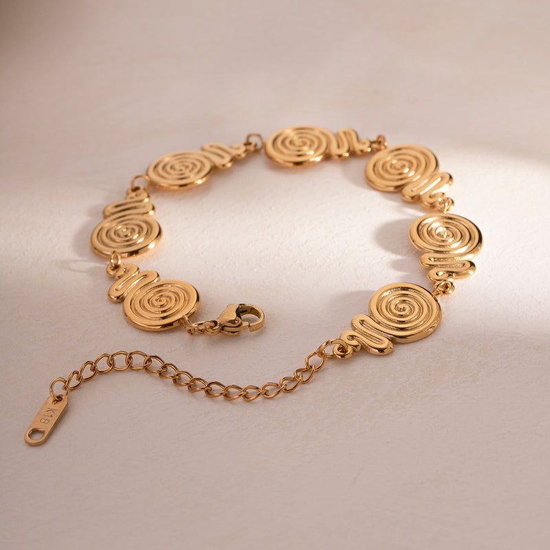 18K gold swirl circle bangle, view 6 - MRSLM