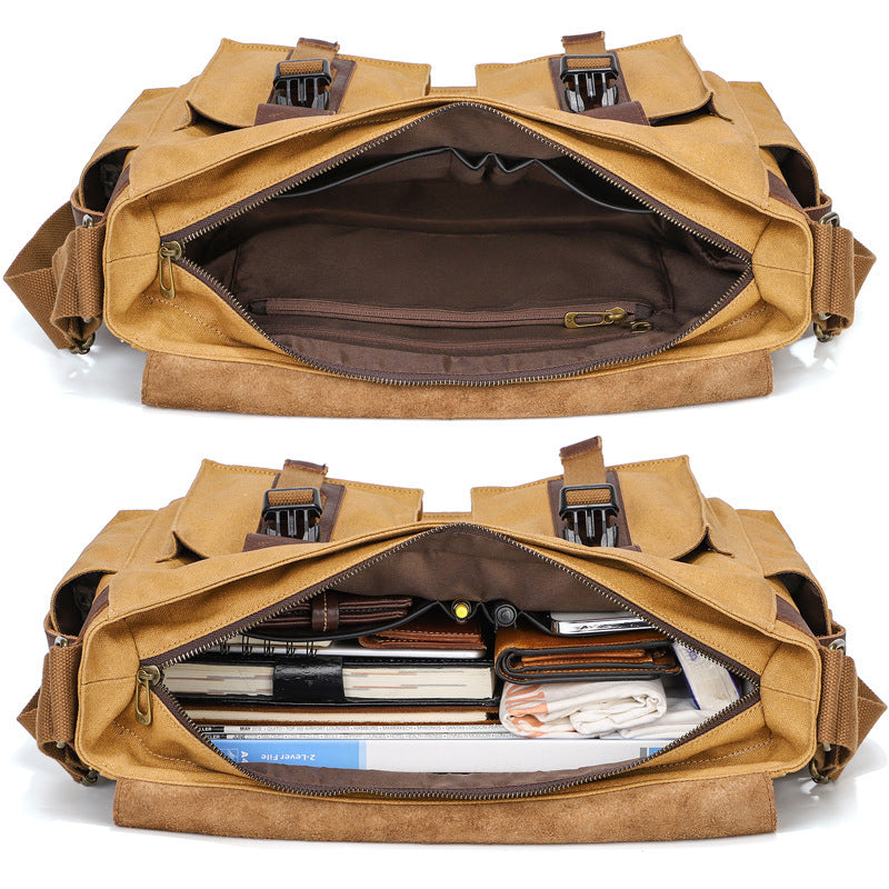 waxed canvas crossbody bag, view 8 - MRSLM