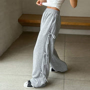 loose high waist long casual pants in gray, view 3 - MRSLM