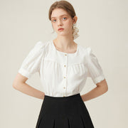 white square collar puff sleeve shirt - MRSLM