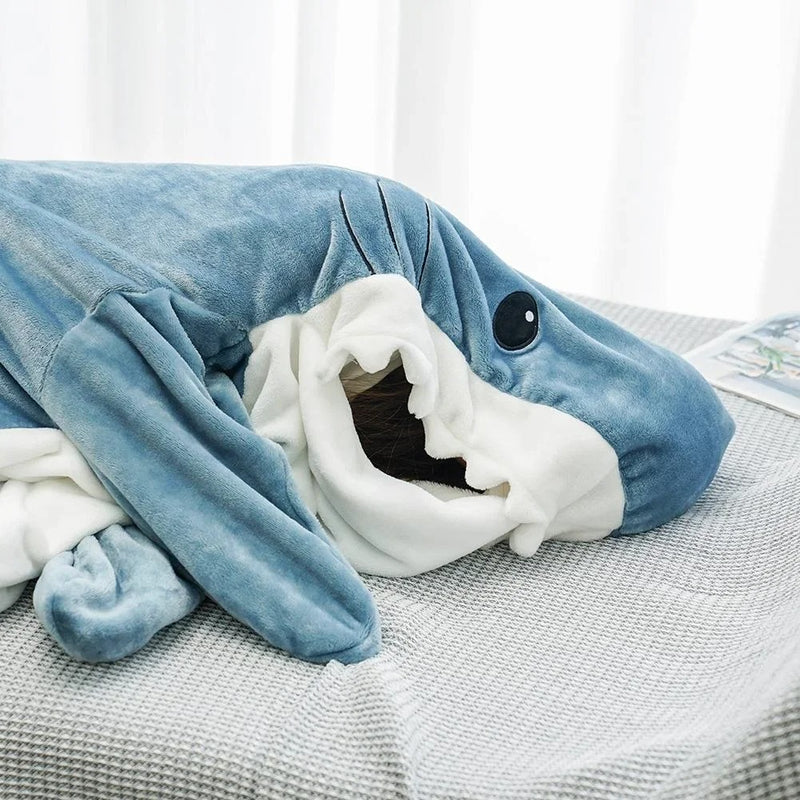 shark sleeping bag pajamas and shawl, view 8 - MRSLM