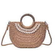 Handmade woven seashell crossbody handbag, view 3 - MRSLM