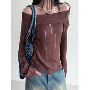 knitted hollow out pullover, view 8 - MRSLM