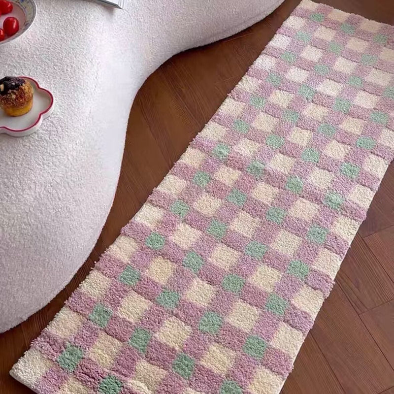 plush plaid flocking floor mat, view 4 - MRSLM