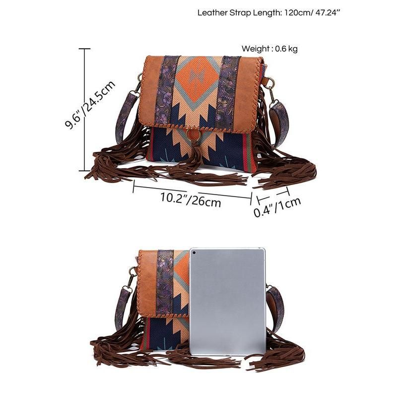 boho tassel shoulder bag, view 5 - MRSLM