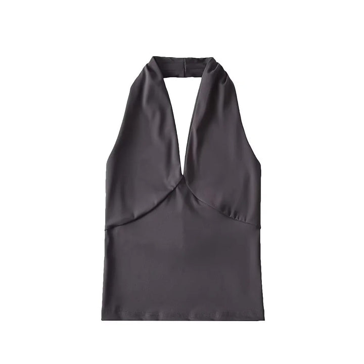 American-style Deep V-neck Halter Vest Women's Outer Wear Design Slim-fit Short High Waist Top