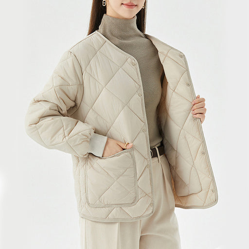 rhombus quilted round-neck jacket - MRSLM