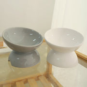 tilted elevated ceramic cat bowl, view 7 - MRSLM
