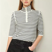 Striped wool blend mock neck sweater - MRSLM