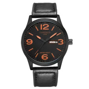 men's leather quartz watch, view 4 - MRSLM