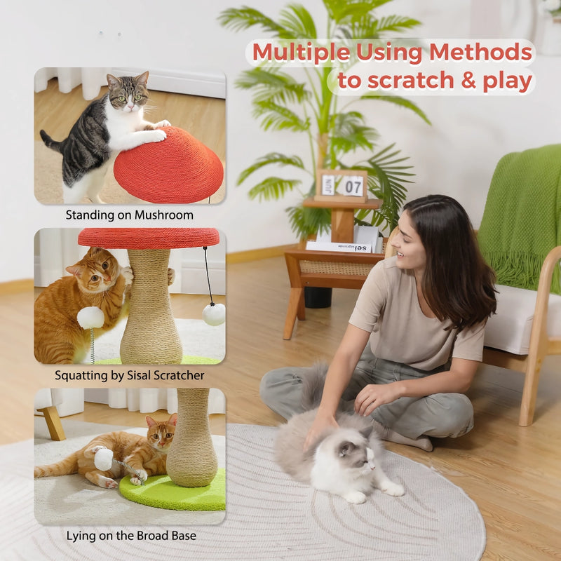 cat scratching post with natural sisal rope, view 6 - MRSLM