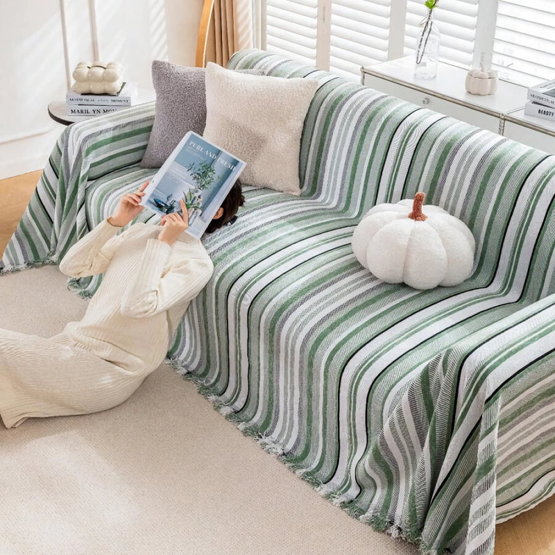 striped chenille sofa cover, view 11 - MRSLM