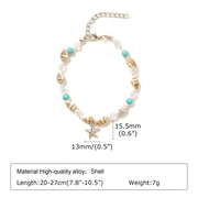 starfish and green stone beaded anklet, view 6 - MRSLM
