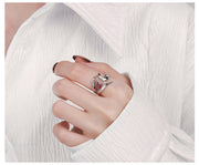 S925 silver red zircon open ring, view 9 - MRSLM