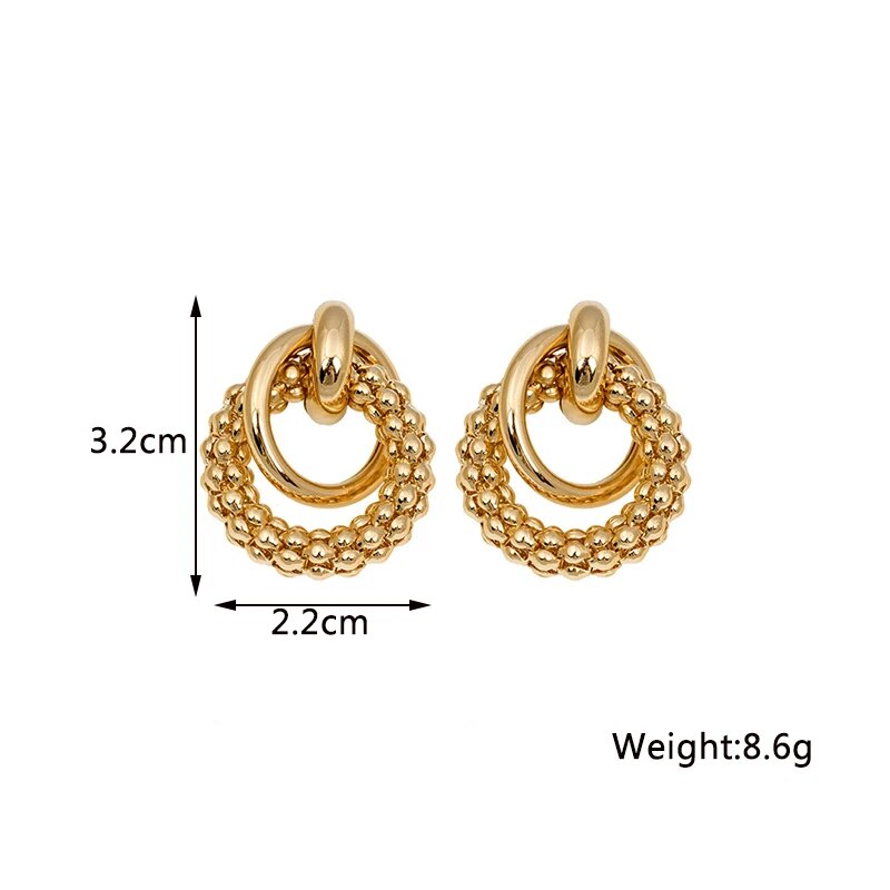 gold metal twist dangle earrings, view 7 - MRSLM