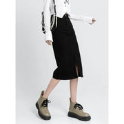 high waist denim pencil skirt, view 9 - MRSLM
