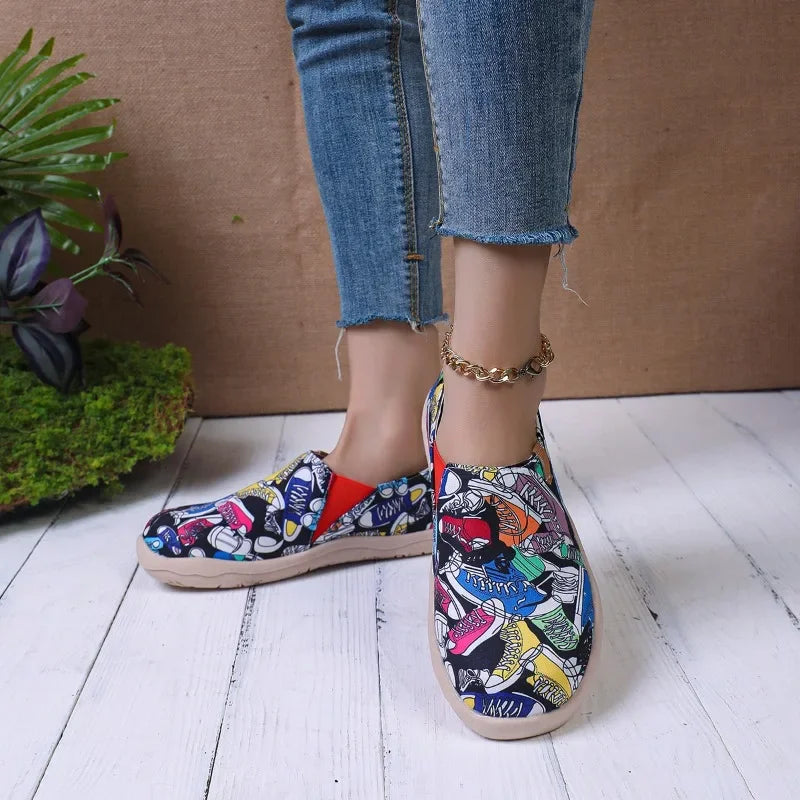 women's slip-on canvas flat shoes, view 2 - MRSLM