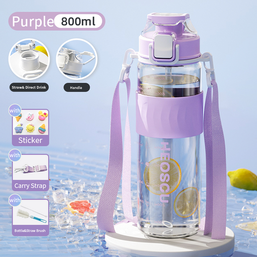800ml insulated glass water bottle with tea filter, view 4 - MRSLM
