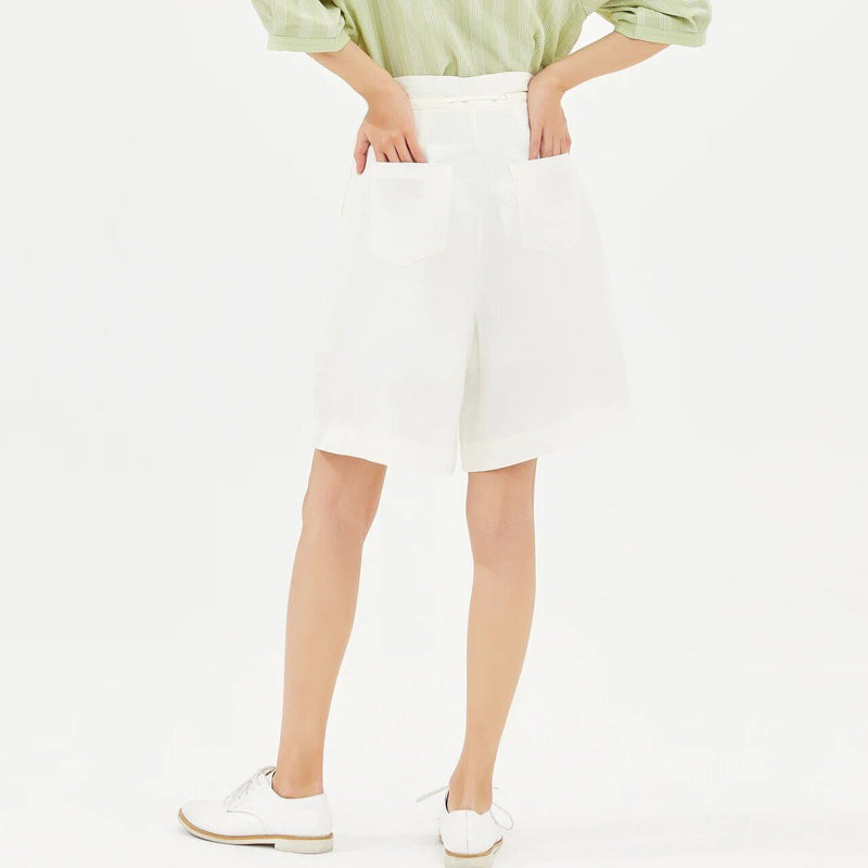 women's linen lace-up shorts, view 2 - MRSLM