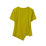 minimalist asymmetric o-neck short sleeve tee, view 9 - MRSLM